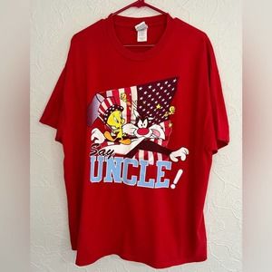 Vintage Looney Tunes Say Uncle TWEETY SYLVESTER T Shirt Mens Size XL MADE IN USA